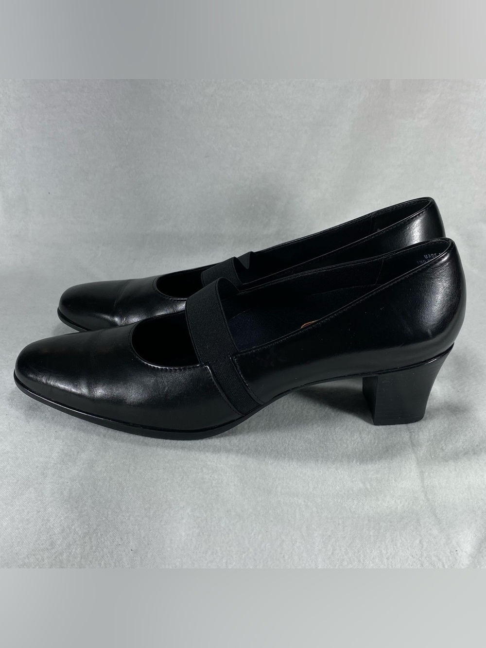 Munro Danielle Black Leather Elastic-Strap Block Heel Square Toe Size 8.5N - Picture 4 of 14